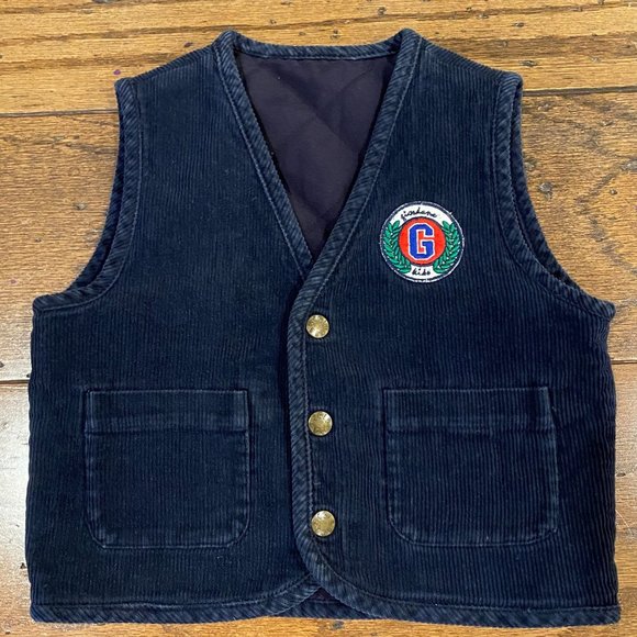 2T Navy Reversible Vest One Side Corduroy Giordano Kids - Picture 1 of 1